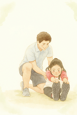 JPG 공원 어린이 일러스트 가족 모션 실내 건강 사랑 부모 운동 스트레칭 성장 즐거움 긍정적 지원 유대감 국내일러스트 AI일러스트 AI콘텐츠 공공시설 감정 관계 사람 내부 파일형식