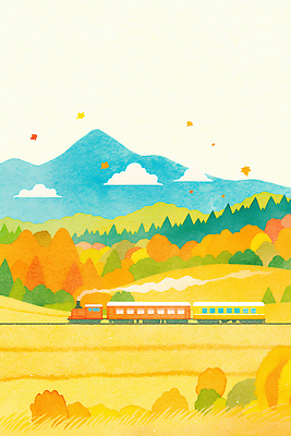 JPG 나무 열매 컬러 여행 단풍 일러스트 자연 하늘 바람 나뭇잎 산 풍경 초원 농장 기차 가을 조화 뷰티풀 국내일러스트 AI일러스트 AI콘텐츠 자연요소 식물 계절 육상교통 잎 농업 날씨 대중교통 생태계 파일형식