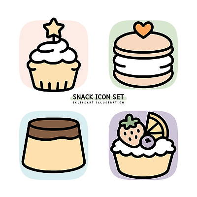 디자인 음식 과일 일러스트 디저트 귀여움 달콤 컵케이크 푸딩 마카롱 먹거리 색감 국내일러스트 AI파일 컨셉 케이크 맛 파일형식 벡터