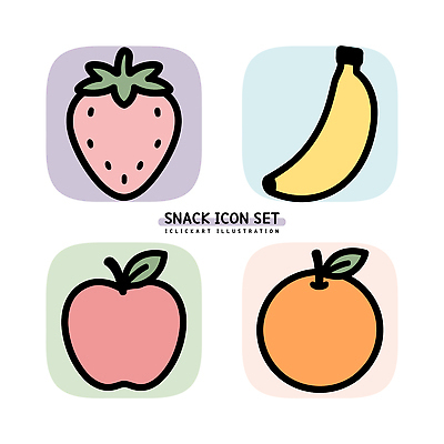 디자인 과일 일러스트 딸기 바나나 그래픽 과자 사과 열대과일 심플 베리 모음 색감 국내일러스트 AI파일 디저트 한글 파일형식 벡터