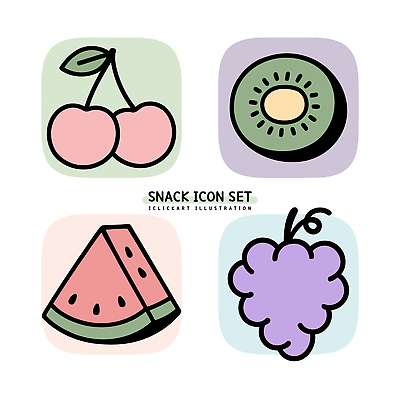 디자인 컬러 과일 일러스트 포도 디저트 수박 키위 그래픽 세트 체리 손그림 국내일러스트 AI파일 음식 파일형식 벡터