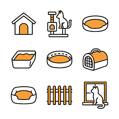 아이콘 장신구 놀이 휴식 주택 반려동물 장난감 환경 고양이 공간 편안함 배열 이동가방 캣타워 펫케어 2D아이콘 AI파일 동물 컨셉 가방 포유류 관리 건물 감각 파일형식 벡터 반려용품
