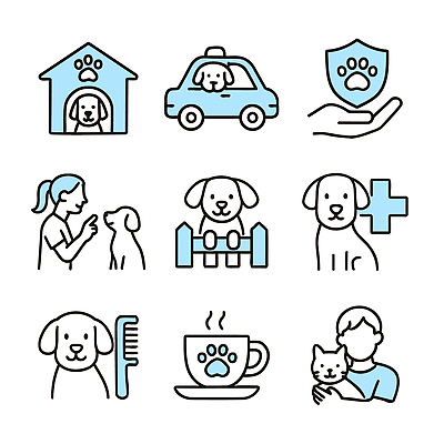 아이콘 커피 자동차 건강 관리 반려동물 뷰티 개 강아지 편안함 서비스 바르기 수의사 펫케어 2D아이콘 AI파일 동물 음료 육상교통 포유류 모션 의사 감각 파일형식 벡터