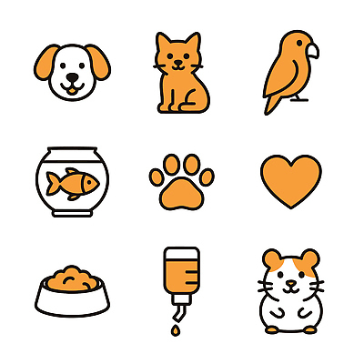 동물 아이콘 조류 사랑 어류 반려동물 귀여움 고양이 강아지 먹이 발자국 그림 이미지 햄스터 펫케어 2D아이콘 AI파일 감정 컨셉 포유류 자국 관리 수중동물 개 설치류 파일형식 벡터