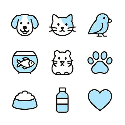 아이콘 조류 주택 어류 반려동물 고양이 개 축산업 먹이 발자국 물병 햄스터 펫케어 2D아이콘 AI파일 동물 산업 포유류 자국 관리 건물 수중동물 설치류 물통 파일형식 벡터