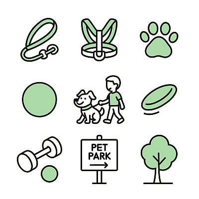나무 아이콘 공원 어린이 놀이 야외 반려동물 운동 산책 아령 장비 개 발자국 즐거움 일과 펫케어 2D아이콘 AI파일 식물 동물 공공시설 감정 포유류 자국 휴식 건강 관리 사람 파일형식 벡터