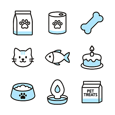 아이콘 디저트 어류 반려동물 케이크 고양이 캔 강아지 먹이 애견간식 펫케어 펫푸드 고양이먹이 2D아이콘 AI파일 동물 음식 포유류 관리 수중동물 개 애견용품 파일형식 벡터