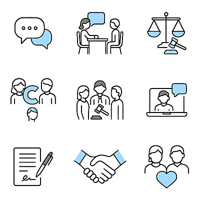 아이콘 협상 고객 계약 상담 법 법원 화해 변호사 법정 2D아이콘 AI파일 직업 감정 비즈니스 파일형식 벡터