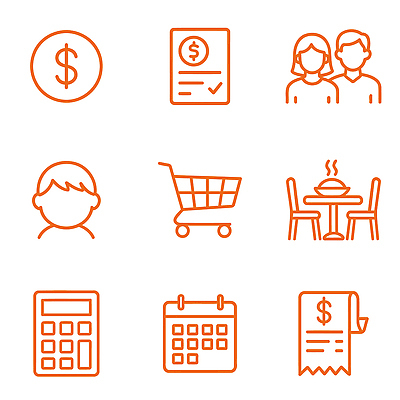 아이콘 돈 가족 사람 일상 금융 쇼핑 식사 거래 계산기 소비 계획 장바구니 법 영수증 법원 재정 2D아이콘 AI파일 컨셉 관계 문구용품 라이프 경제 바구니 장비 재산 파일형식 벡터
