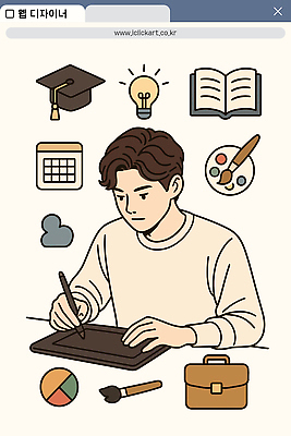 학생 디자인 컬러 일러스트 학사모 전구 아이디어 창조 미술 책 학습 디지털 달력 도구 작업 팔레트 그림 캔버스 패드 웹디자인 창의력 국내일러스트 AI파일 모자_잡화 교육 컨셉 졸업 문화예술 파일형식 벡터