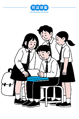 학생 시선 여자 교육 남자 일러스트 교실 학교 수업 협력 책 친구 학습 자료 발표 그룹 집중 즐거움 반 소통 동아리 국내일러스트 AI파일 감정 컨셉 관계 사람 파일형식 벡터