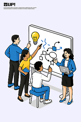 디자인 일러스트 비즈니스 회의 그래프 협력 아이디어 직장 노트북 작업 발표 회의실 화이트보드 전략 소통 문제해결 창의력 국내일러스트 AI파일 컨셉 회사 전자제품 파일형식 벡터