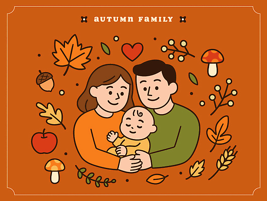 식물 행복 감정 과일 일러스트 가족 자연 나뭇잎 함께함 따뜻함 사랑 웃음 버섯 아기 포근함 색감 국내일러스트 AI파일 컨셉 잎 관계 표정 사람 감각 생태계 파일형식 벡터