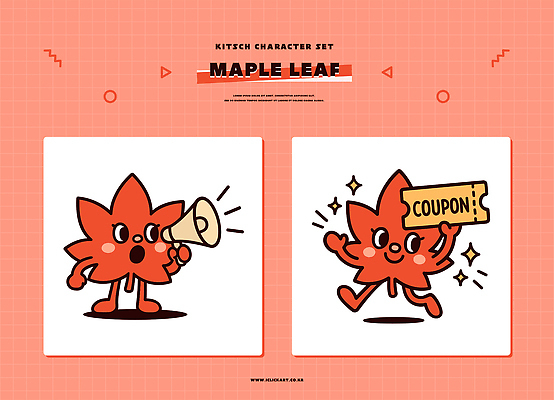 캐릭터 디자인 단풍 일러스트 모션 빨간색 귀여움 외침 표현 즐거움 쿠폰 개성 소통 창의성 일러캐릭터 AI파일 감정 컬러 컨셉 잎 소리 파일형식 벡터
