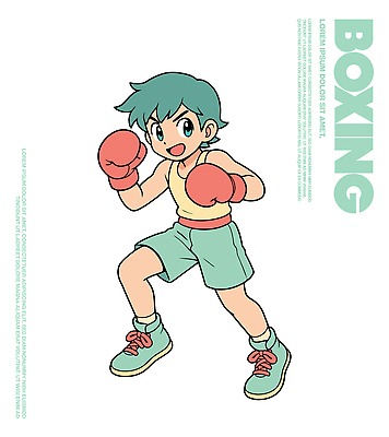 스포츠 일러스트 모션 소년 운동복 운동 권투 도전 글러브 반지 연습 즐거움 공포 준비자세 파란머리 일러캐릭터 AI파일 캐릭터 헤어스타일 옷 남자 감정 어린이 스포츠용품 포즈 장갑 장신구 건강 격투기 준비 파일형식 벡터