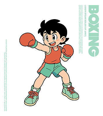 캐릭터 행복 어린이 스포츠 포즈 운동화 일러스트 표정 소년 그래픽 운동복 운동 주먹 권투 활발 성장 글러브 액션 일러캐릭터 AI파일 옷 남자 감정 스포츠용품 장갑 신발 컨셉 모션 건강 사람 격투기 파일형식 벡터