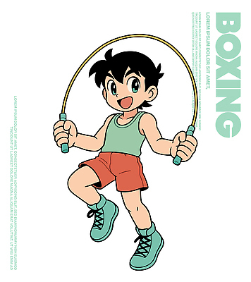 어린이 스포츠 운동화 일러스트 모션 건강 소년 운동복 운동 힘 권투 활발 에너지 즐거움 체육관 줄넘기 일러캐릭터 AI파일 캐릭터 옷 남자 감정 신발 컨셉 사람 격투기 파일형식 벡터