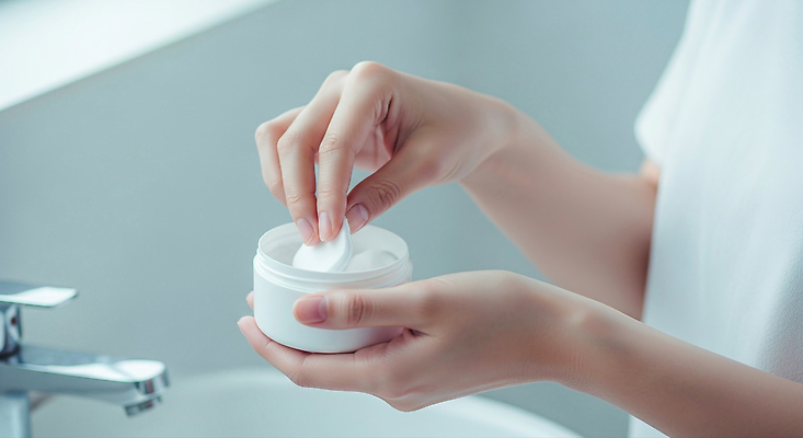 JPG 편집이미지 손 여자 건강 관리 일상 뷰티 상품 집중 피부 크림 세면대 화장대 일과 스킨케어 의료성형뷰티 편집실사 AI인물포토 AI콘텐츠 가구 컨셉 사람 라이프 신체부위 CG 파일형식 AI포토