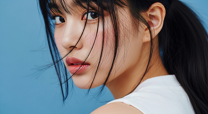 JPG 편집이미지 긴머리 패션 포즈 백그라운드 표정 미소 사람 뷰티 카메라 촬영 매력적 청록색 스킨케어 의료성형뷰티 스타일 편집실사 AI인물포토 AI콘텐츠 헤어스타일 컬러 컨셉 전자제품 CG 파일형식 AI포토