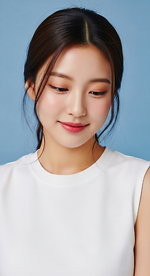 JPG 편집이미지 여자 생각 스튜디오 표정 미소 화장 뷰티 촬영 편안함 오브젝트 청록색 스킨케어 의료성형뷰티 편집실사 AI인물포토 AI콘텐츠 컬러 사람 감각 CG 파일형식 AI포토