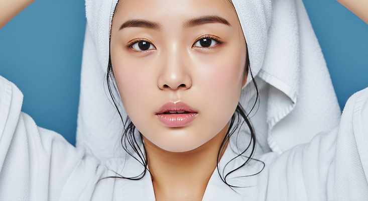 JPG 편집이미지 헤어스타일 여자 미소 청춘 수건 화장 뷰티 청결 피부 피부관리 스킨케어 뷰티풀 청순 의료성형뷰티 편집실사 AI인물포토 AI콘텐츠 컨셉 표정 사람 신체부위 위생용품 위생 CG 파일형식 AI포토