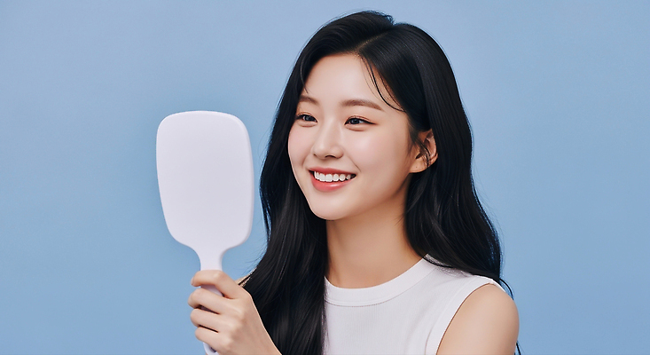 JPG 편집이미지 헤어스타일 여자 패션 행복 감정 포즈 미소 일상 파란색 뷰티 거울 자신감 스킨케어 소통 방안 뷰티풀 의료성형뷰티 편집실사 AI인물포토 AI콘텐츠 컬러 컨셉 표정 사람 라이프 CG 파일형식 AI포토