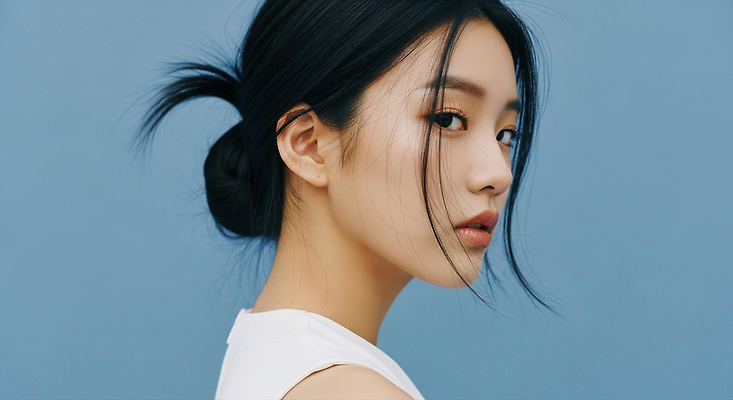 JPG 모델 편집이미지 헤어스타일 응시 여자 얼굴 포즈 백그라운드 파란색 화장 카메라 스킨케어 뷰티풀 의료성형뷰티 스타일 차분 편집실사 AI인물포토 AI콘텐츠 시선 컬러 컨셉 사람 신체부위 전자제품 뷰티 CG 파일형식 AI포토