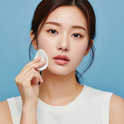 JPG 편집이미지 여자 패션 얼굴 화장 뷰티 피부관리 일과 스킨케어 클렌징 패드 뷰티풀 청순 의료성형뷰티 편집실사 AI인물포토 AI콘텐츠 컨셉 사람 신체부위 청결 CG 파일형식 AI포토