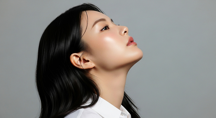 JPG 편집이미지 여자 백그라운드 셔츠 조명 들기 앞모습 촬영 회색 흰색 고급 뒤로 프로필 의료성형뷰티 편집실사 AI인물포토 AI콘텐츠 뷰포인트 컬러 컨셉 상의 모션 사람 CG 파일형식 AI포토