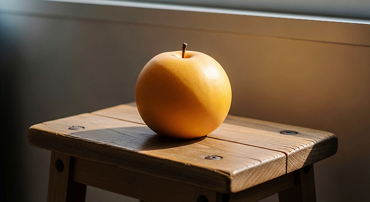 JPG 식물 편집이미지 여유 과일 촛불 따뜻함 햇빛 노란색 침실 배 창가 나무의자 조화 단순화된 편집실사 AI포토 AI콘텐츠 감정 컬러 의자 초 창문 목재 태양 CG 파일형식