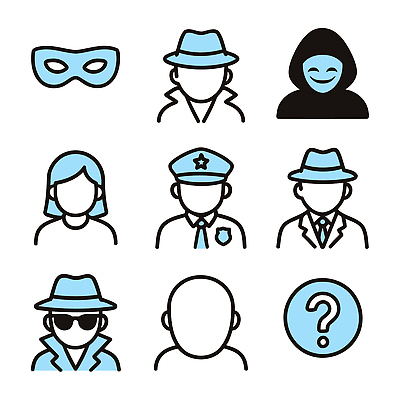아이콘 캐릭터 디자인 마스크 사람 자유 경찰 신비 이미지 변장 역할 정체 2D아이콘 방탈출 AI파일 직업 컨셉 게임 파일형식 벡터
