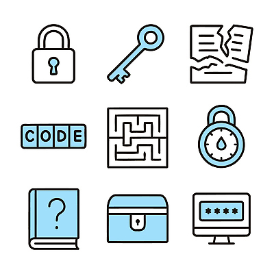 아이콘 열쇠 자물쇠 그래픽 컴퓨터 상자 도구 코드 잠금 문제 미로 해결 의문 해제 2D아이콘 방탈출 AI파일 컨셉 전자제품 게임 보안 파일형식 벡터