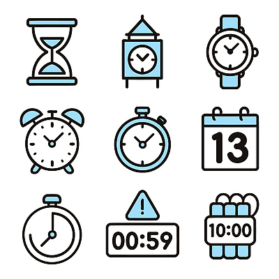 아이콘 시계 초 자명종 시간 계획 무서움 손목시계 모래시계 벽시계 시간관리 타이머 분 순간 2D아이콘 방탈출 AI파일 감정 모래 컨셉 장신구 알람 게임 파일형식 벡터