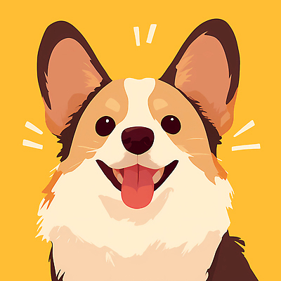 PSD 동물 캐릭터 행복 포즈 백그라운드 일러스트 털 표정 미소 웃음 반려동물 노란색 귀여움 개 강아지 웰시코기 국내일러스트 감정 컬러 컨셉 포유류 파일형식
