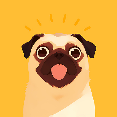 PSD 동물 캐릭터 행복 어린이 백그라운드 일러스트 털 웃음 반려동물 노란색 귀여움 기쁨 표현 강아지 즐거움 그림 단순화된 퍼그 국내일러스트 감정 컬러 컨셉 표정 사람 개 파일형식