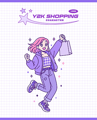 캐릭터 디자인 패션 백그라운드 신발 일러스트 장신구 소녀 그래픽 쇼핑 달리기 유행 보라색 기쁨 즐거움 모던 그림 스타일 일러캐릭터 AI파일 여자 감정 어린이 컬러 모션 파일형식 벡터