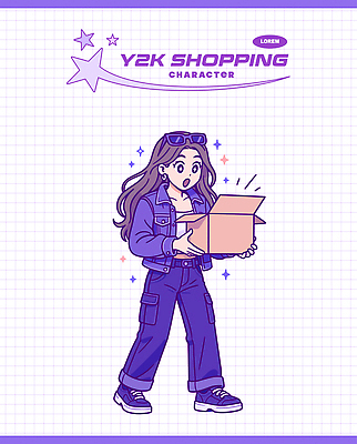 캐릭터 여자 패션 일러스트 장신구 미소 일상 쇼핑 상자 장난감 유행 귀여움 환경 놀람 재킷 기쁨 청바지 소통 스타일 일러캐릭터 AI파일 감정 컨셉 바지 표정 사람 라이프 외투 파일형식 벡터