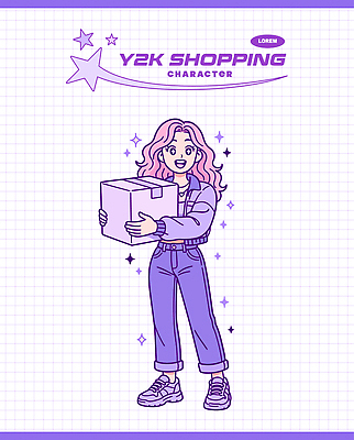 캐릭터 옷 여자 감정 문화 컬러 포즈 백그라운드 패턴 일러스트 모션 표정 밝음 미소 쇼핑 상자 유행 스타일 일러캐릭터 AI파일 무늬 사람 파일형식 벡터