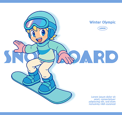 캐릭터 어린이 스포츠 겨울 일러스트 장신구 모션 놀이 겨울스포츠 파란색 운동 스노우보드 즐거움 준비 흰배경 초능력 일러캐릭터 AI파일 계절 감정 컬러 백그라운드 건강 사람 흰색 보드_스포츠 파일형식 벡터