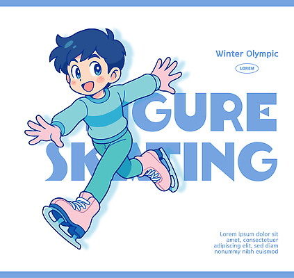 캐릭터 어린이 스포츠 포즈 일러스트 모션 놀이 표정 얼음 스케이트 유머 피겨스케이팅 즐거움 그림 일러캐릭터 AI파일 자연요소 감정 스포츠용품 사람 스케이팅 파일형식 벡터