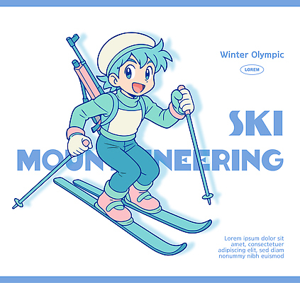 캐릭터 스포츠 올림픽 겨울 일러스트 모션 레저 스키 겨울스포츠 스키장 운동 등산 도전 즐거움 호기심 스키타기 겨울풍경 액티비티 일러캐릭터 AI파일 계절 감정 컨셉 건강 풍경 트래킹 파일형식 벡터