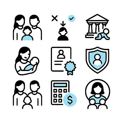 아이콘 가족 그래픽 금융 부모 육아 계산기 자녀 보호 서비스 문서 법원 보장 아동보호 2D아이콘 AI파일 컨셉 관계 문구용품 경제 장비 파일형식 벡터
