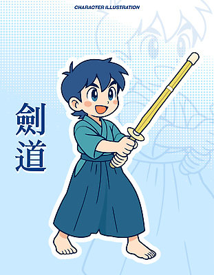 캐릭터 행복 무기 어린이 스포츠 유니폼 일러스트 맨발 소년 학습 운동 일본 무도 자신감 검 전통무술 청록색 검도 일러캐릭터 AI파일 옷 교육 남자 감정 아시아 컬러 발 건강 사람 격투기 무도_무술 파일형식 벡터