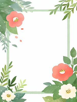 JPG 식물 디자인 계절 꽃 예술 컬러 백그라운드 잎 일러스트 자연 생명 프레임 장식 여름 장면 화사함 동백 조화 뷰티풀 국내일러스트 AI일러스트 AI콘텐츠 컨셉 생태계 파일형식