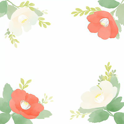 JPG 디자인 꽃 예술 컬러 꽃다발 백그라운드 잎 일러스트 자연 수채화 그래픽 장식 모서리 화사함 동백 조화 생동감 창의성 스타일 국내일러스트 AI일러스트 AI콘텐츠 식물 컨셉 생태계 파일형식