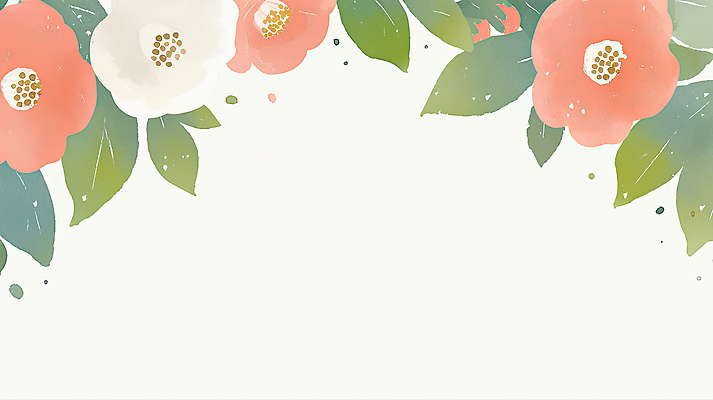 JPG 디자인 계절 꽃 컬러 백그라운드 잎 일러스트 자연 풍경 장식 봄 그림 화사함 동백 조화 뷰티풀 색감 소프트 국내일러스트 AI일러스트 AI콘텐츠 식물 컨셉 생태계 파일형식