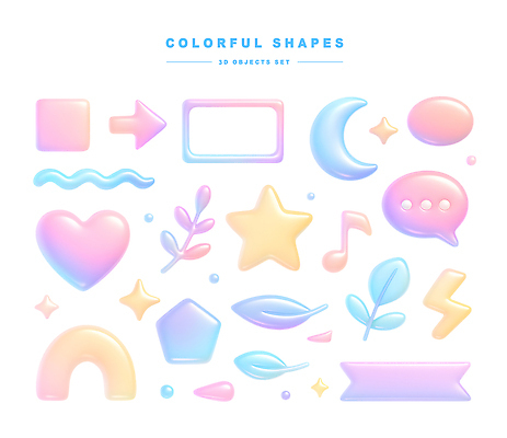 모양 PSD 편집이미지 기호 디자인 컬러 그래픽 세트 희망 부드러움 창작 홀로그램 편집3D 문자 감정 3D 감각 파일형식