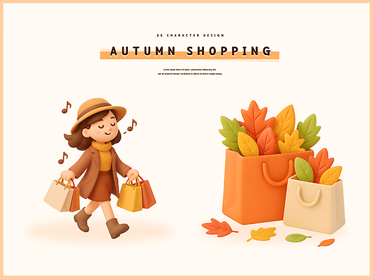 PSD 편집이미지 캐릭터 디자인 컬러 가방 노래 모션 자연 나뭇잎 풍경 소녀 쇼핑 걷기 즐거움 멜로디 편집3D 잡화 여자 감정 어린이 음악 잎 3D 생태계 파일형식