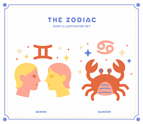 캐릭터 디자인 컬러 일러스트 그래픽 컬러풀 별자리 제조 그림 신화 쌍둥이자리 쉬운 국내일러스트 AI파일 파일형식 벡터