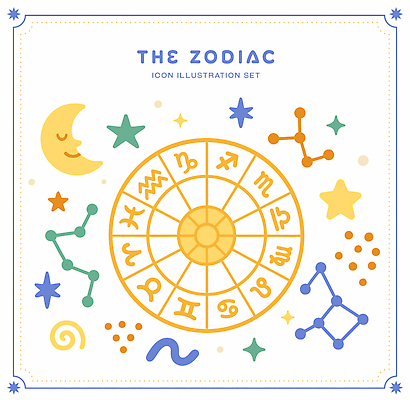 기호 디자인 별 컬러 일러스트 그래픽 귀여움 별자리 달 천문학 유아용 국내일러스트 AI파일 자연요소 문자 교육 컨셉 파일형식 벡터